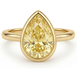 2 carati Diamante Canarino Anello di Proposta in Oro 14 Carati