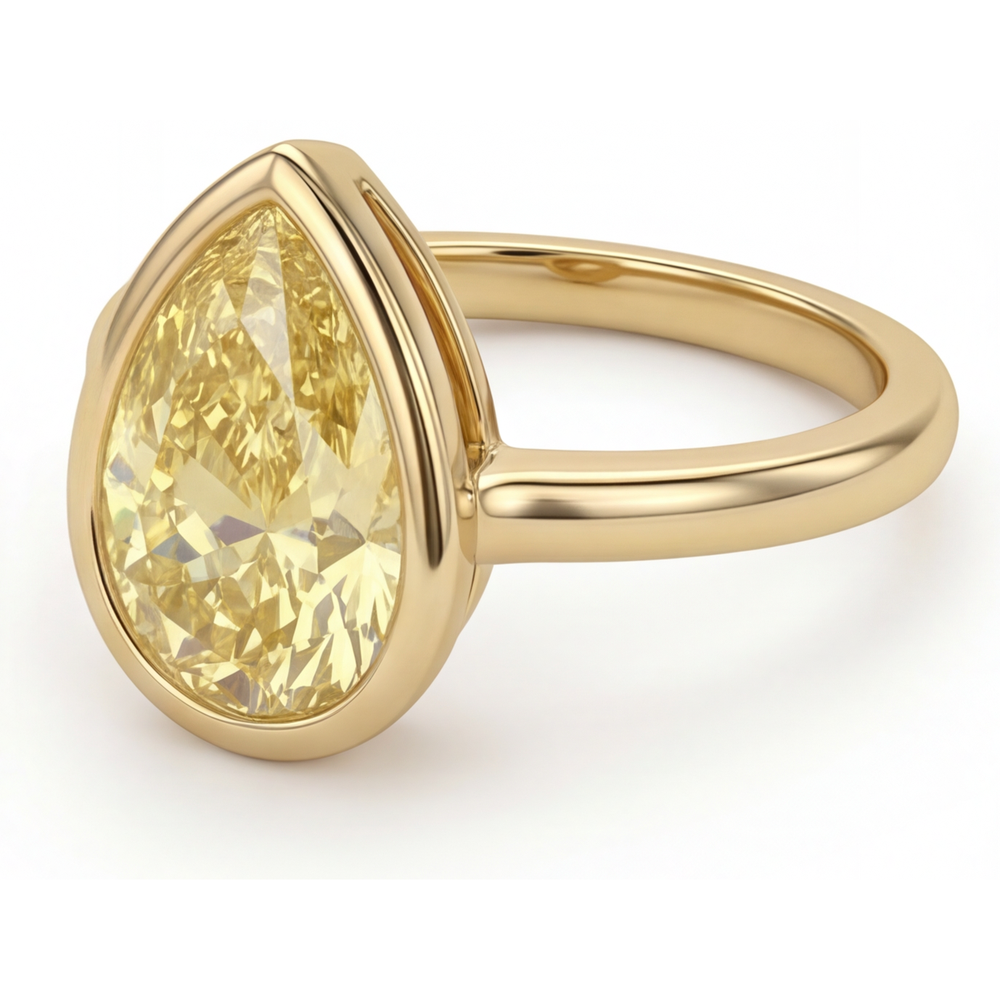 Diamante Canarino Anello di Proposta – vista frontale