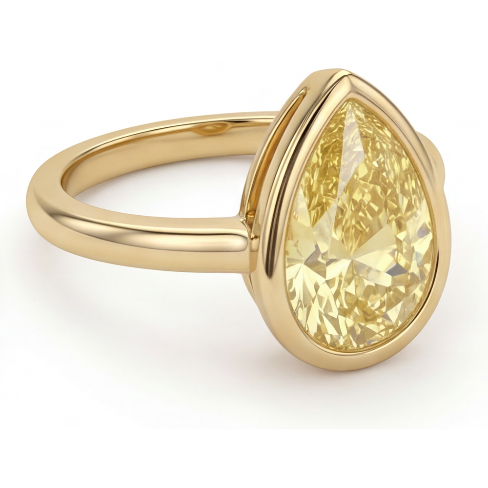 Goccia Diamante Canarino anello in Oro 14 Carati Giallo – vista angolare