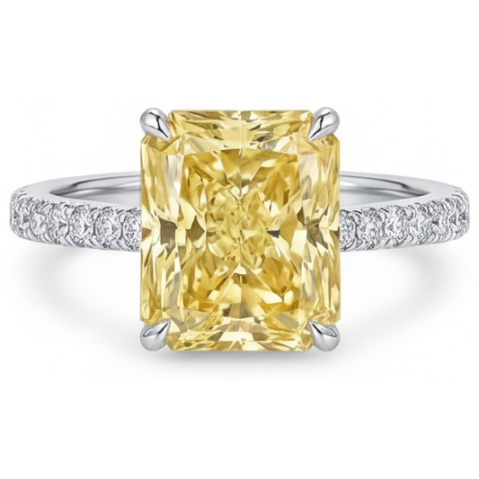Diamante Canarino Radiant Anello Gioielleria in Oro Bianco 14K – vista principale
