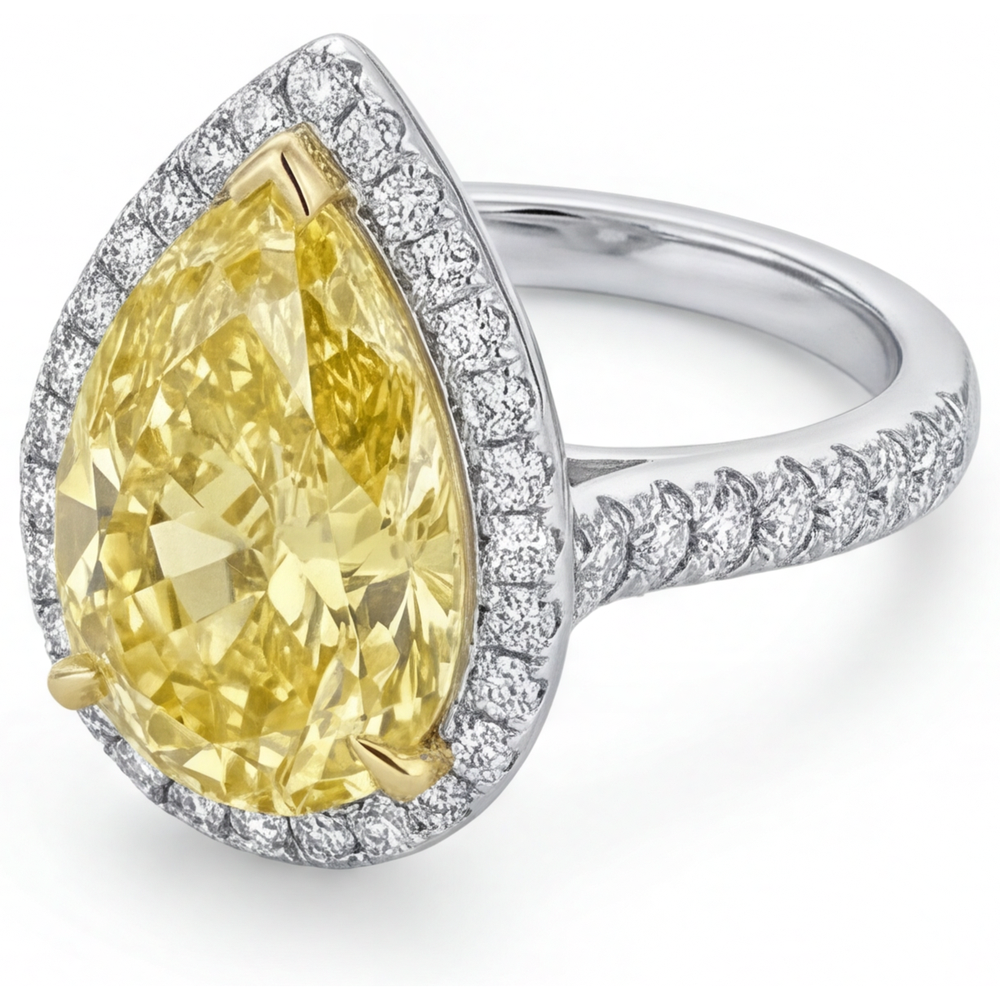 Goccia Diamante Canarino anello in Oro Bicolore 14K – vista angolare