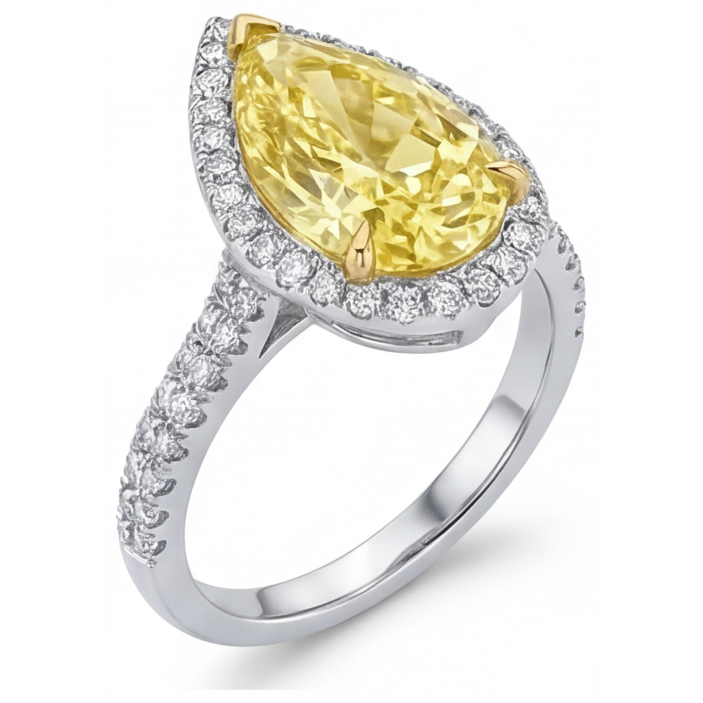 Anello Gioielleria Oro Bicolore 14K con Diamante Canarino – vista profilo