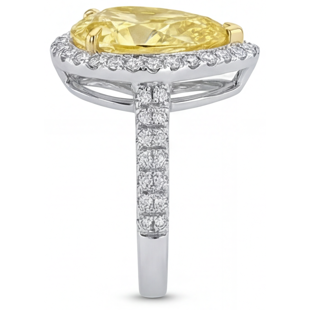 Anello Gioielleria Oro Bicolore 14K con Diamante Canarino – vista dall'alto