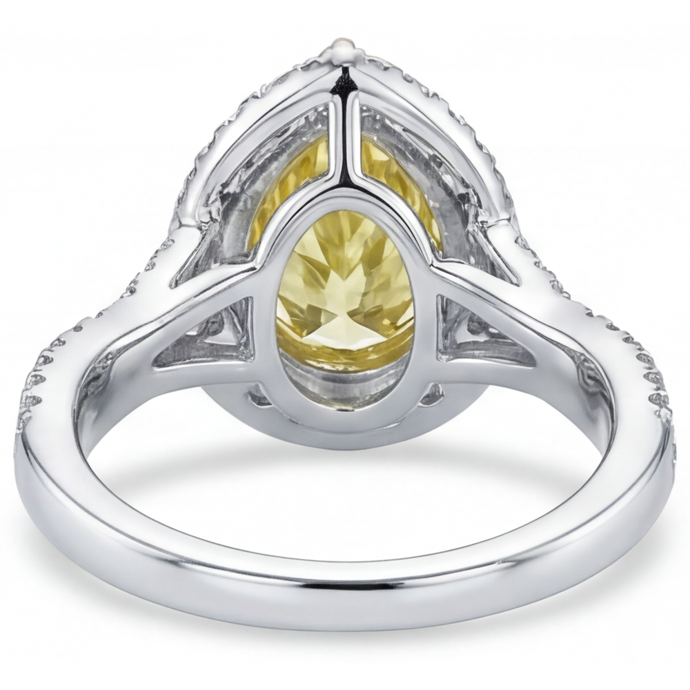 Diamante Canarino Anello Halo 1,50-carati Oro Due Toni 14K – vista angolare