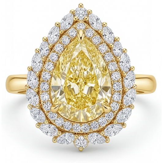 Anello Halo Oro Giallo 14K con Diamante Canarino – vista principale