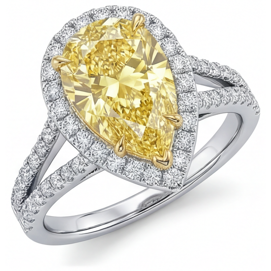 Diamante Canarino Anello Statement 1,25 carati Oro 14 Carati Bicolore – vista principale