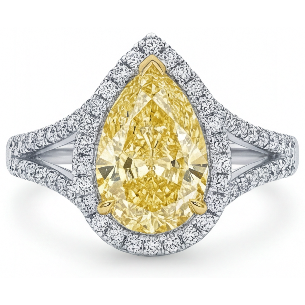 Anello Statement Oro 14 Carati Bicolore con Diamante Canarino – vista principale