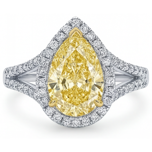 Anello Statement Oro 14 Carati Bicolore con Diamante Canarino – vista principale