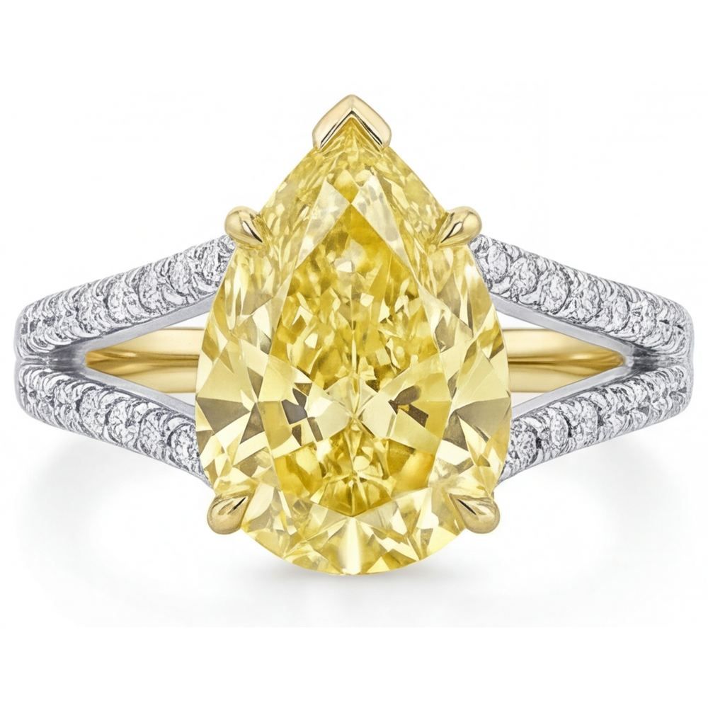 Diamante Canarino Anello Statement 1,75-carati Oro 14 Carati Bicolore – vista principale