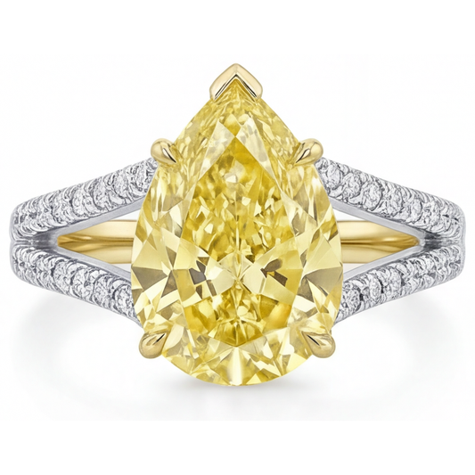 Diamante Canarino Anello Statement 1,75-carati Oro 14 Carati Bicolore – vista principale