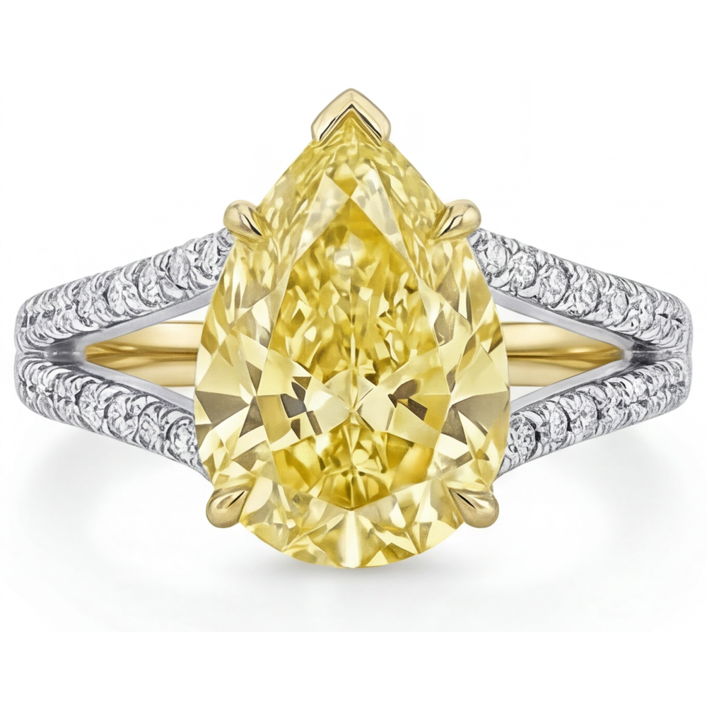 Alto di gamma Diamante Canarino Anello Statement 1,75 carati – vista frontale