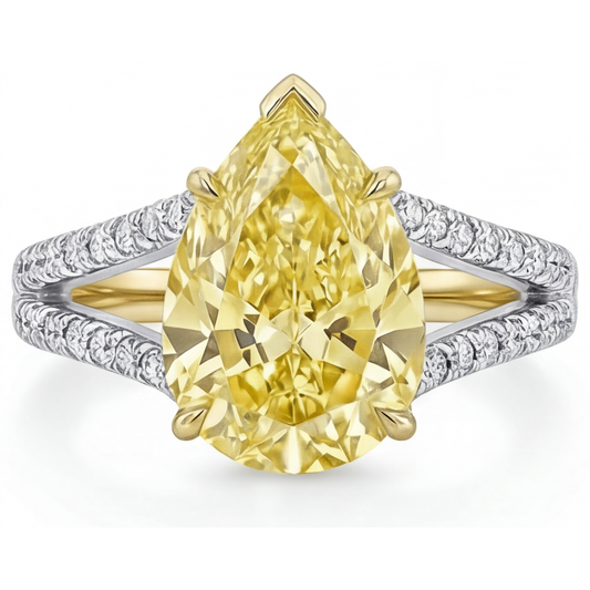 Alto di gamma Diamante Canarino Anello Statement 1,75 carati – vista frontale