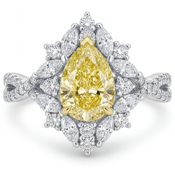 Diamante Canarino Anello Statement – Oro Due Toni 14K 1,75 carati