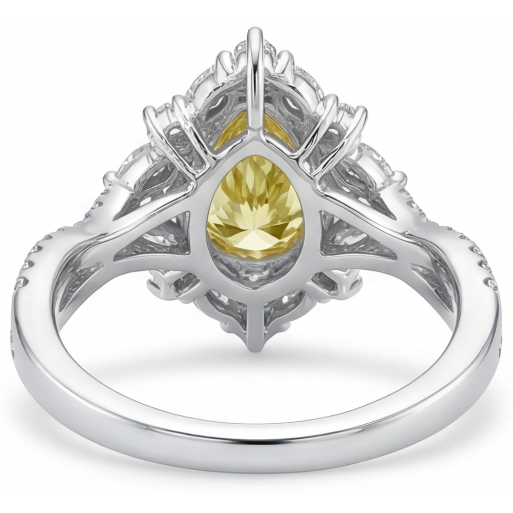Diamante Canarino Anello Statement 1,75-carati Oro Due Toni 14K – vista dall'alto