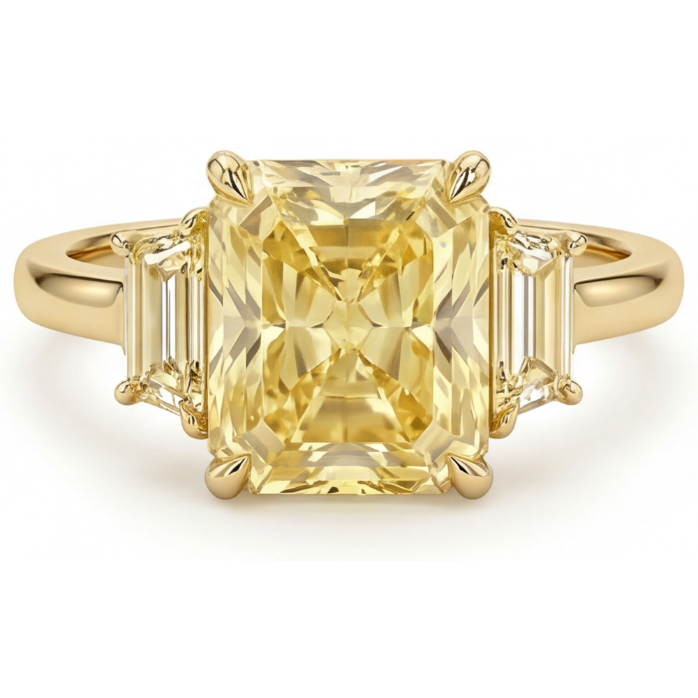 Anello Statement Oro 14 Carati Giallo con Diamante Canarino – vista principale