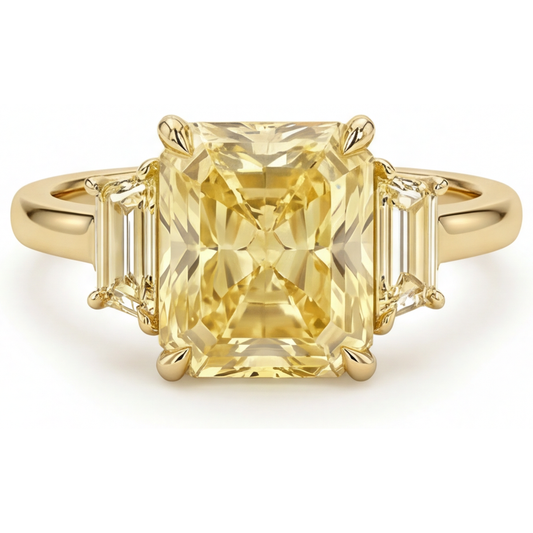 Anello Statement Oro 14 Carati Giallo con Diamante Canarino – vista principale
