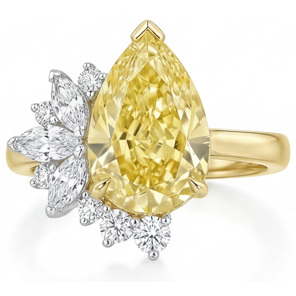 Anello Statement Oro Due Toni 14K con Diamante Canarino – vista principale