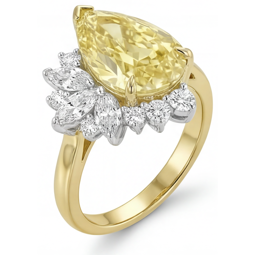 Luminoso Diamante Canarino Anello Statement 3,5 carati – vista profilo