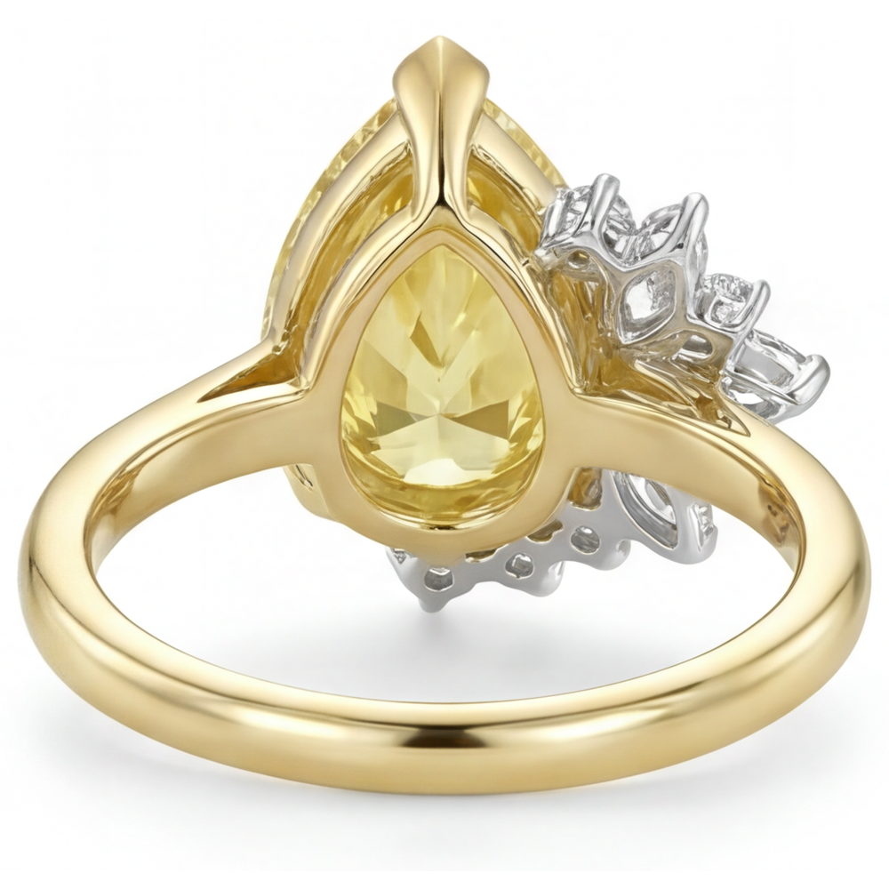 Anello Statement Oro Due Toni 14K con Diamante Canarino – vista dall'alto