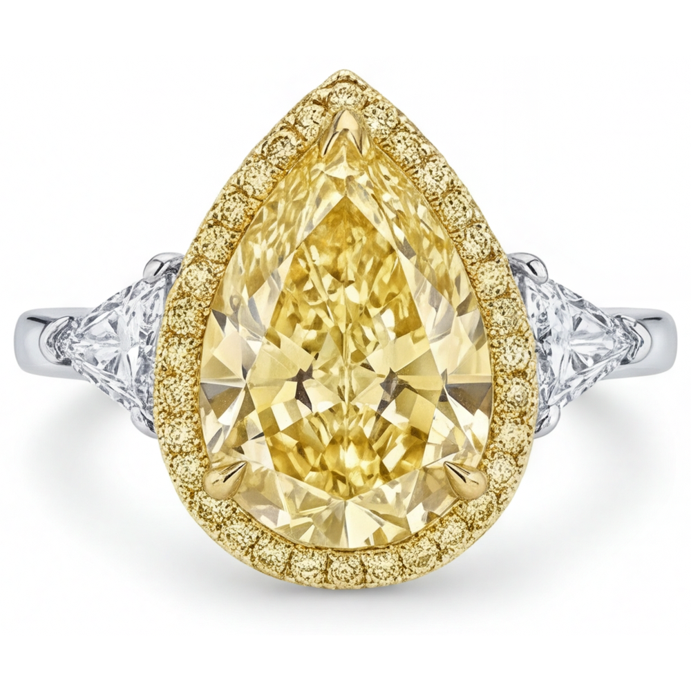 Lussuoso Diamante Canarino Anello Statement 4,75 carati – vista principale