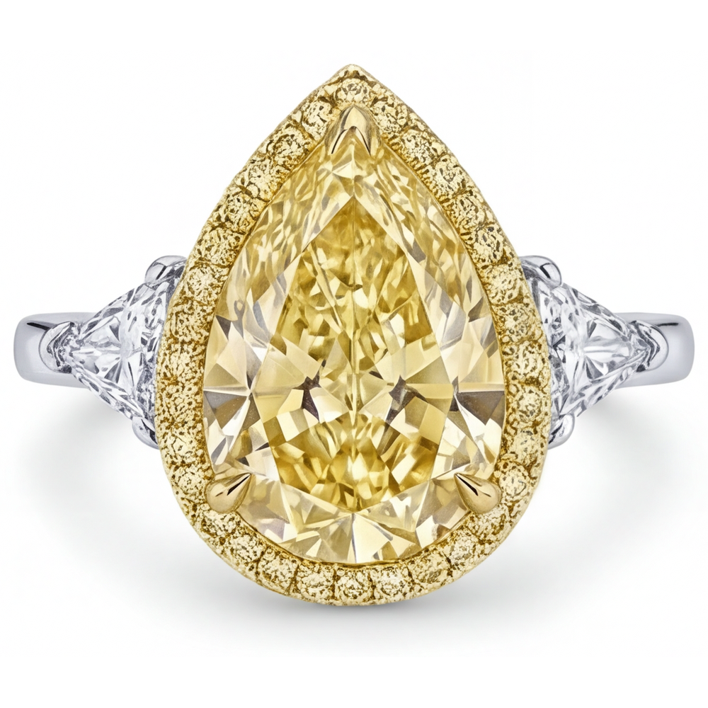 Diamante Canarino Anello Statement – vista frontale