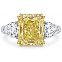 Diamante Canarino VVS Anello Tre Pietre – 2 carati in Oro