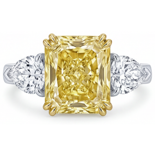 Diamante Canarino Anello Tre Pietre 2-carati Oro Bicolore 14K – vista principale