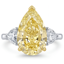 Diamante Canarino VVS Anello Tre Pietre 5 carati in Oro Bicolore
