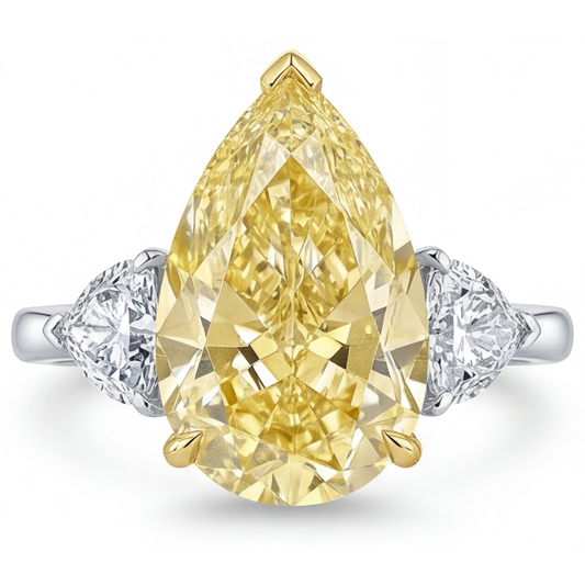 Artigianale Diamante Canarino Anello Tre Pietre 5 carati – vista principale