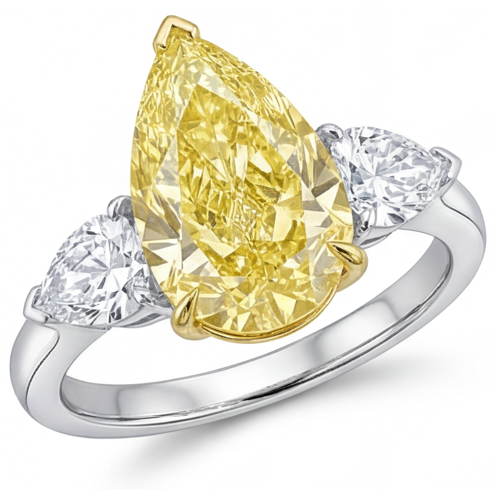 Diamante Canarino Anello Trilogy 3,25-carati Oro Due Toni 14K – vista principale