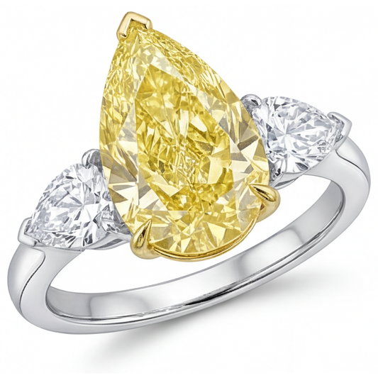 Diamante Canarino Anello Trilogy 3,25-carati Oro Due Toni 14K – vista principale