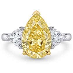 Oro Bicolore 14K VVS Diamante Canarino Anello Trilogy 3 carati