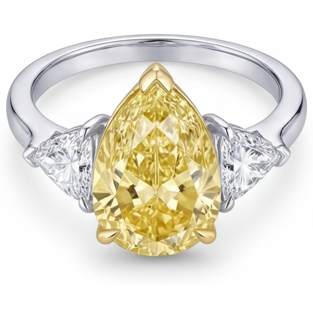 Diamante Canarino Anello Trilogy – vista profilo