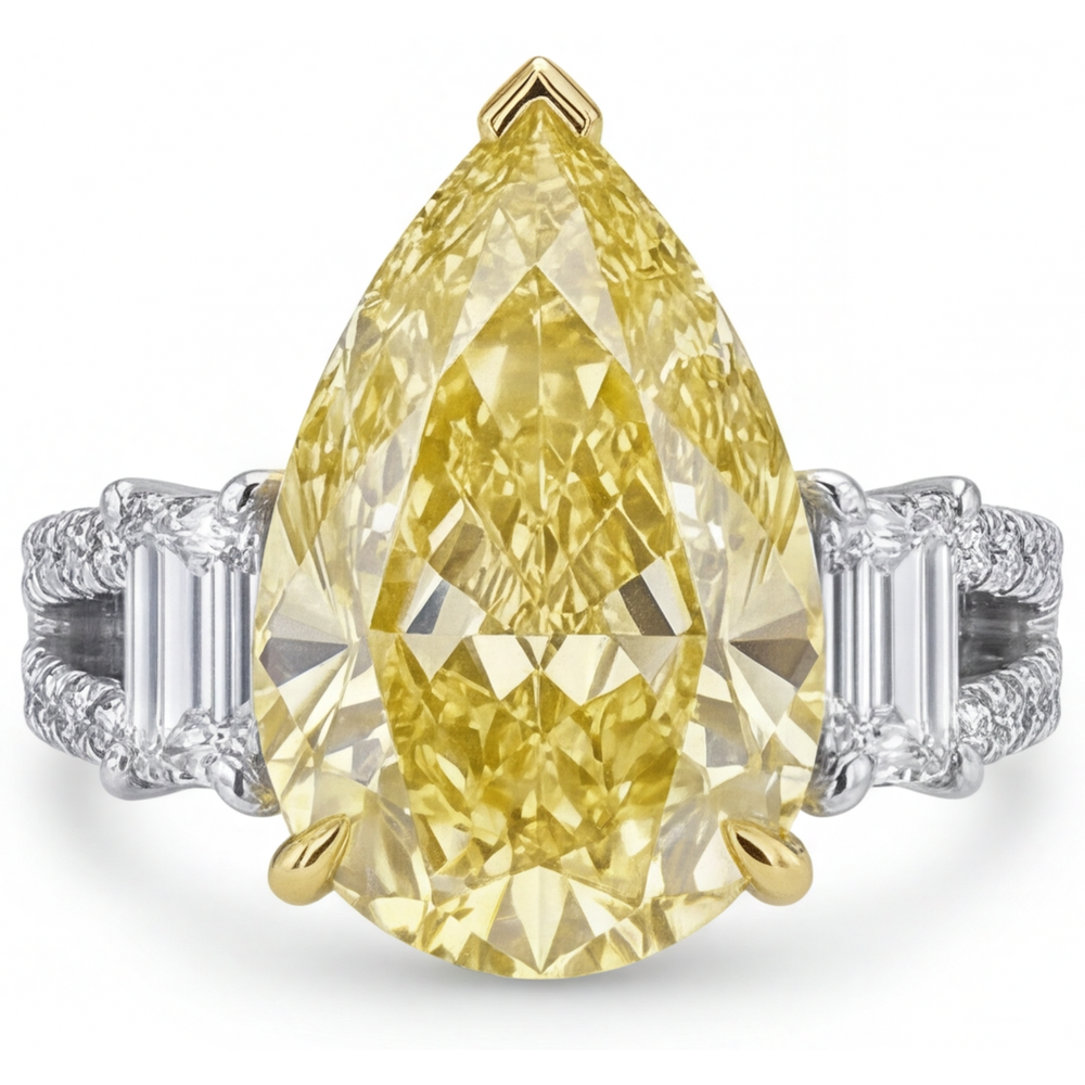 Trilogia Oro Due Toni 14K con Diamante Canarino – vista frontale
