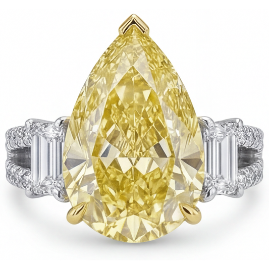 Trilogia Oro Due Toni 14K con Diamante Canarino – vista frontale