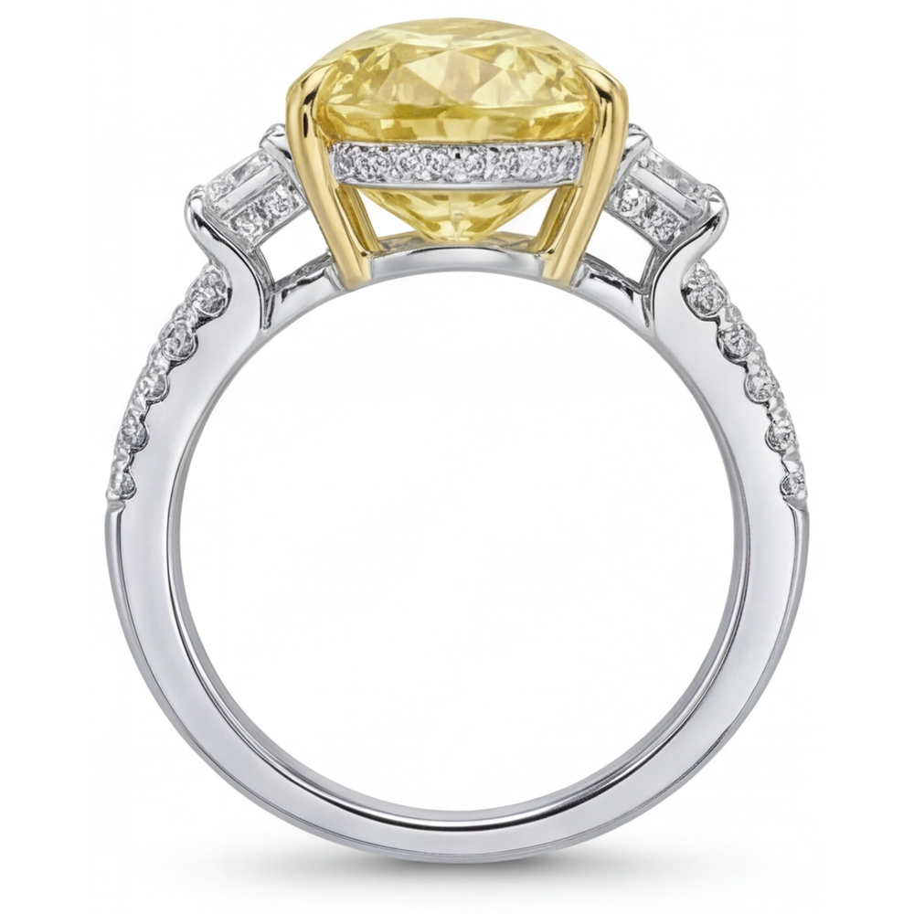 Diamante Canarino Trilogia 4 carati Oro Due Toni 14K – vista laterale