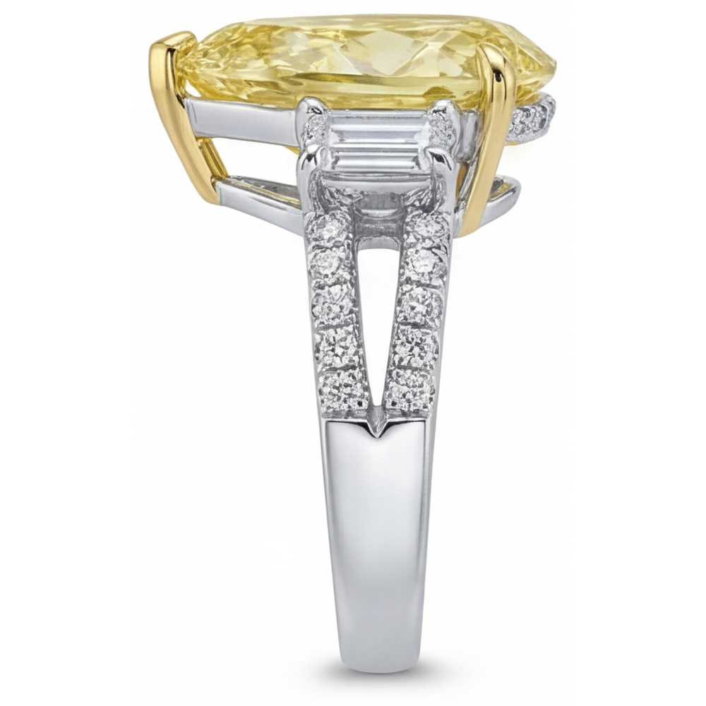Diamante Canarino Trilogia 4-carati Oro Due Toni 14K – vista angolare
