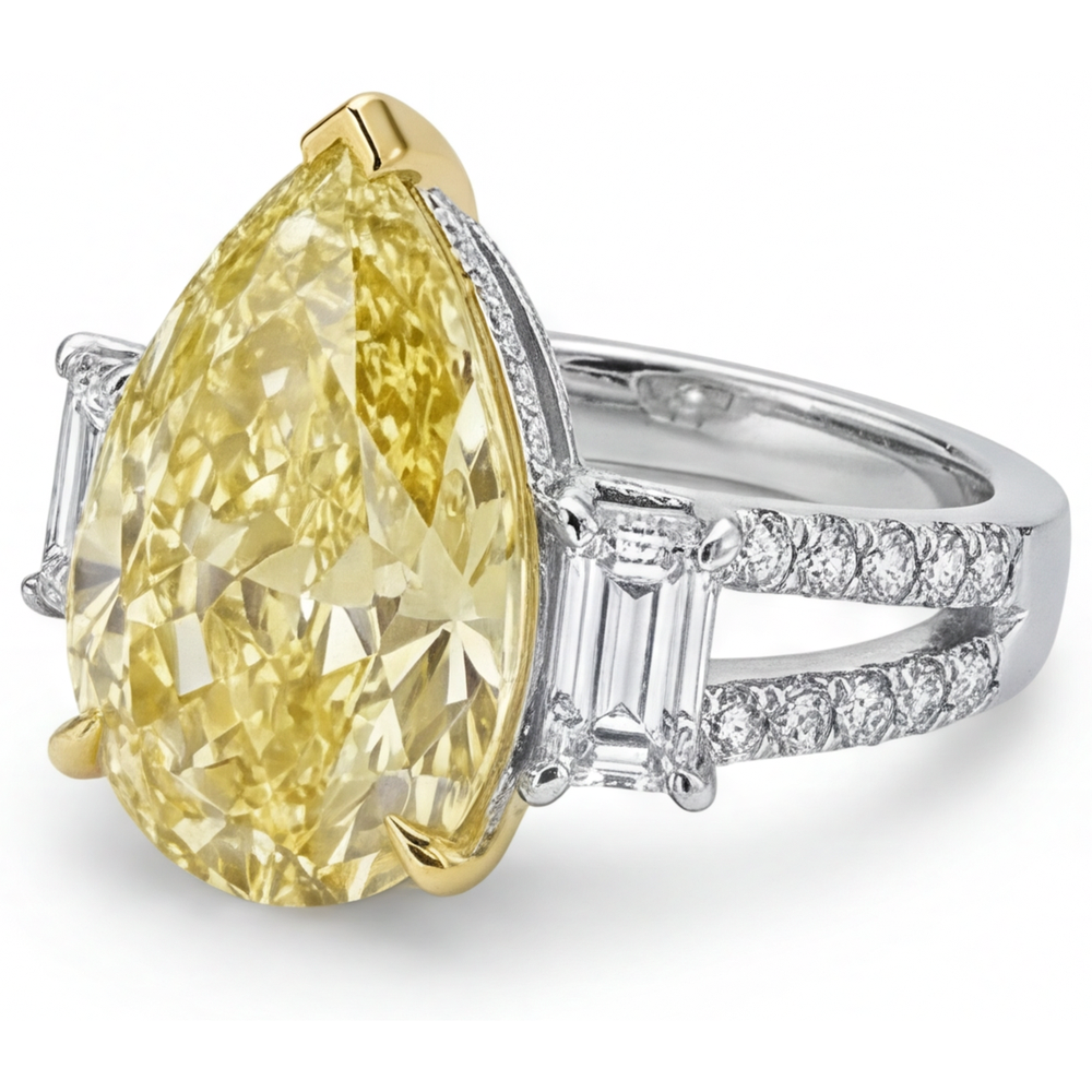 Raffinato Diamante Canarino Trilogia 4 carati – vista profilo