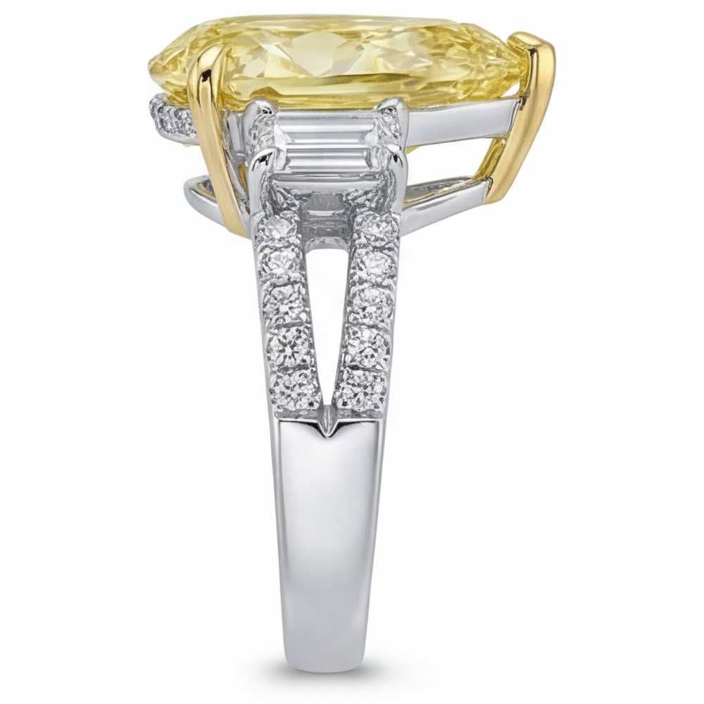 Diamante Canarino Trilogia 4-carati Oro Due Toni 14K – vista dall'alto