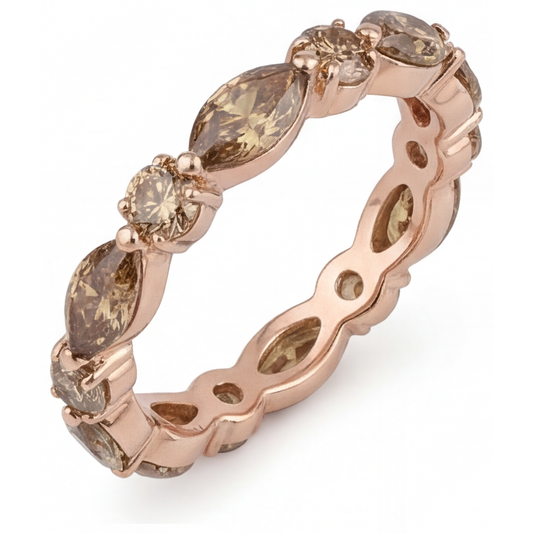 Diamante Taglio Marquise Eternity Band in Oro Rosa 14K – vista frontale