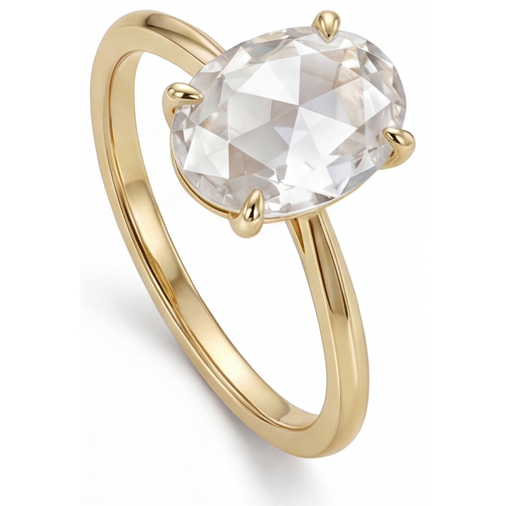 Elegante Diamante Fine Anello 4,25 carati – vista laterale