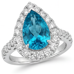 Fine Anello con Pavé Halo con Diamante Fine Diamante Blu – 3,5