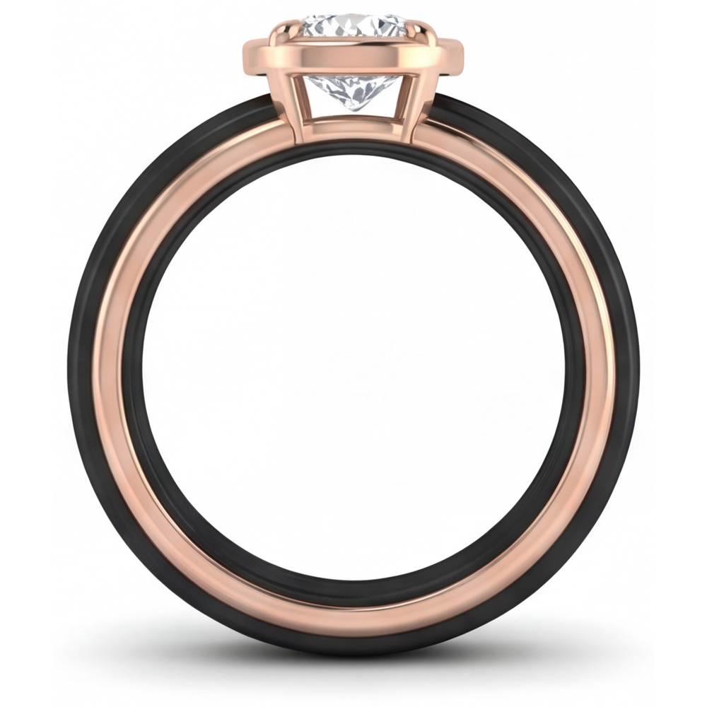 Diamante Fine Anello Gioielleria 1,50 carati Oro Bicolore 14K – vista angolare
