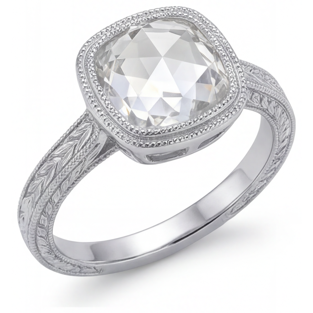 Diamante Fine Anello Halo 3,25-carati Oro Bianco 14K – vista frontale