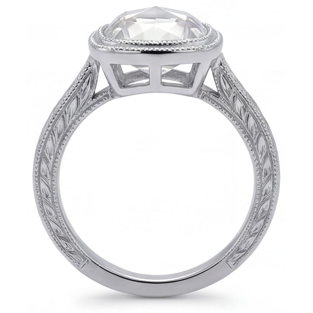 Diamante Fine Taglio Cushion Anello Halo in Oro Bianco 14K – vista dall'alto