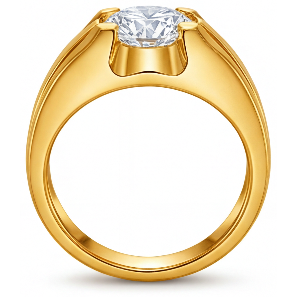 Diamante Fine Anello Maschile 2-carati 24K Yellow Gold – vista laterale