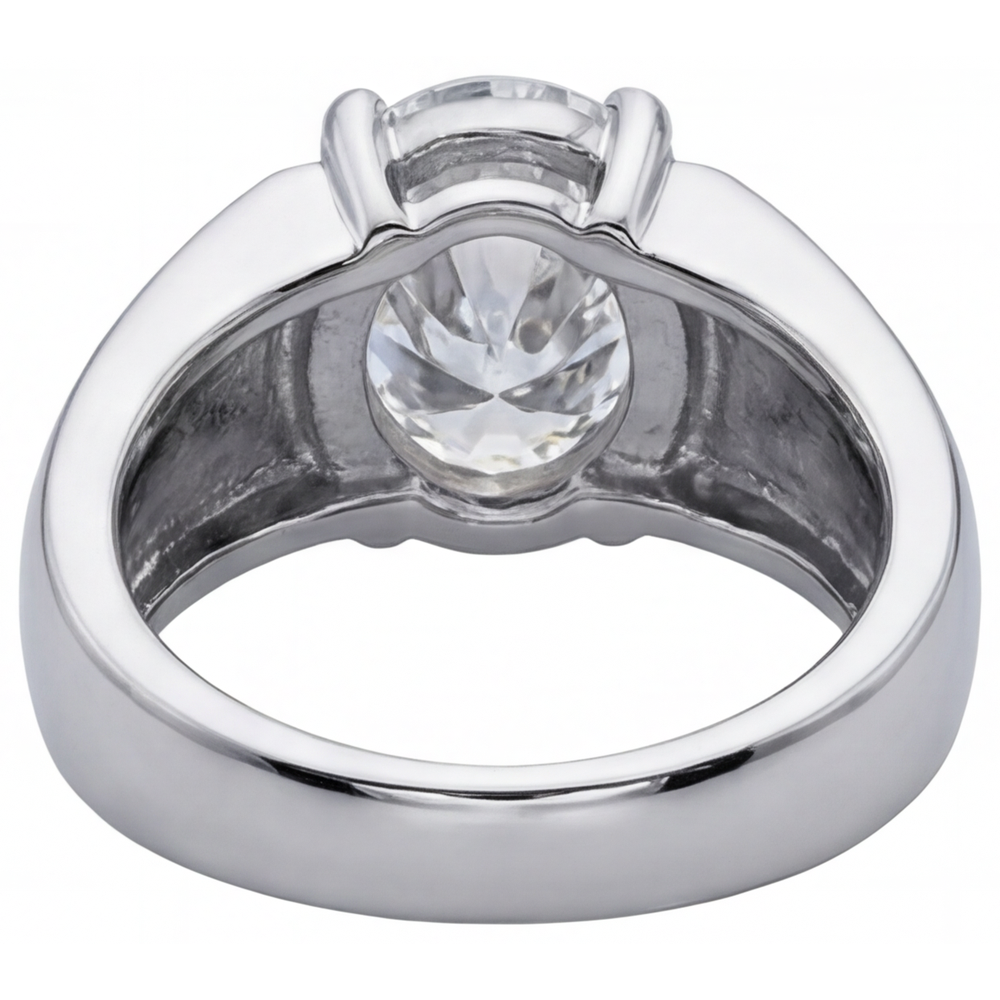 Ovale Diamante Fine anello in Oro Bianco 14K – vista dettaglio