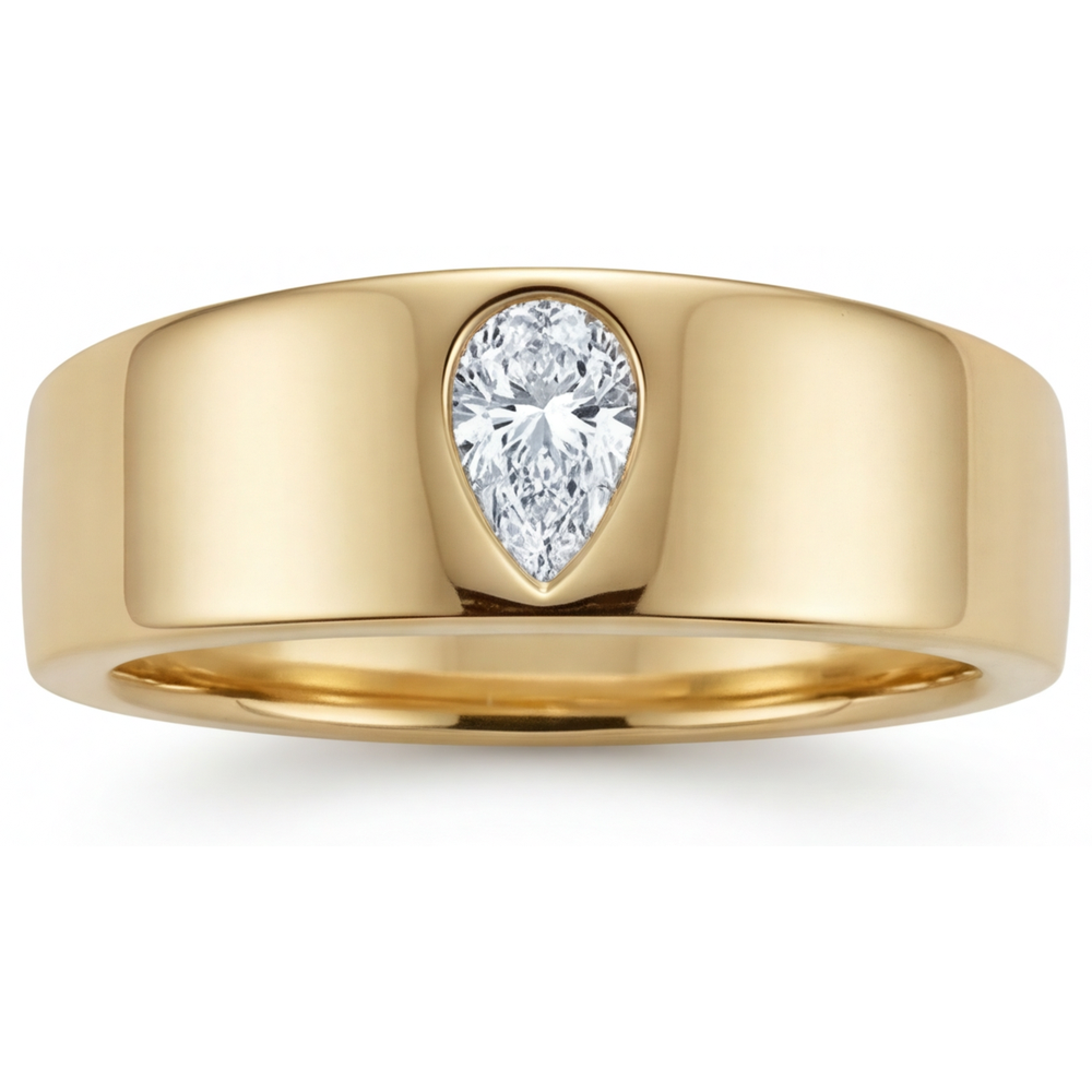Anello Monopietra Oro Giallo 14K con Diamante Fine – vista laterale