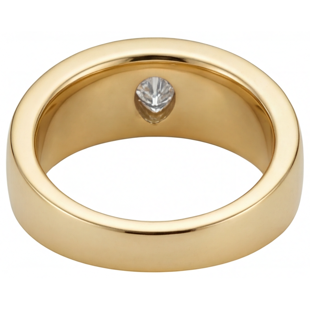 Diamante Fine Anello Monopietra 0,75 carati Oro Giallo 14K – vista profilo