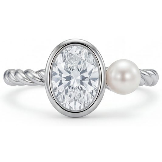 Diamante Fine Anello Monopietra 1,50-carati Oro Bianco 14K – vista principale